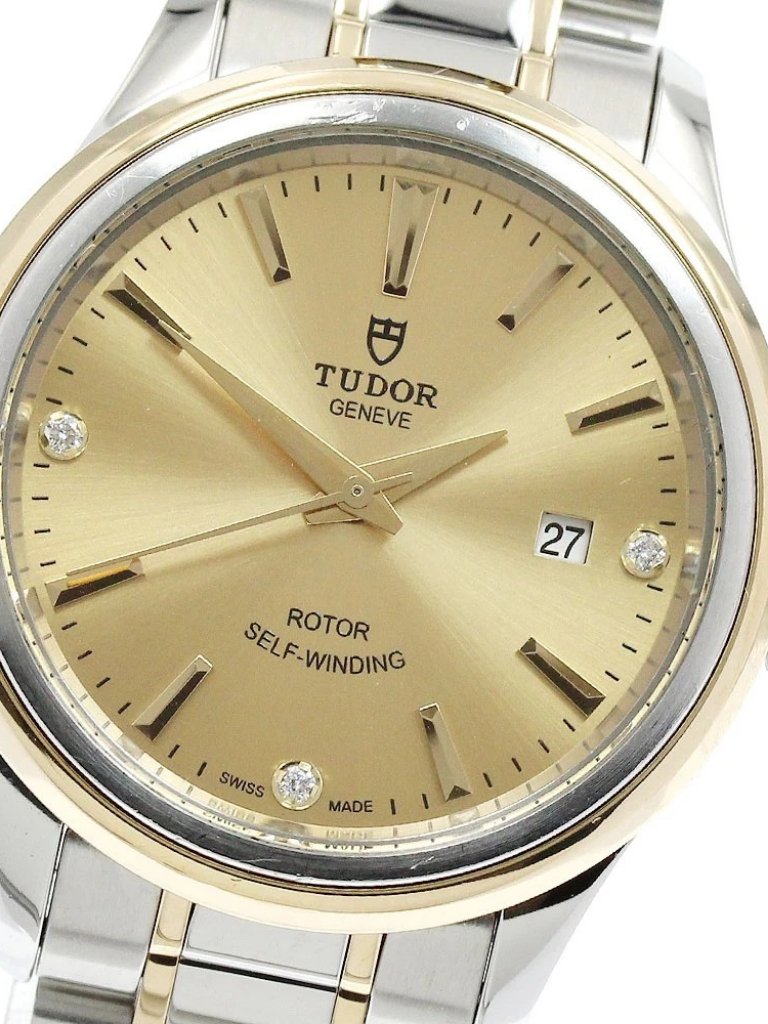 Tudor Style 12103 Date 3p Diamond Gold Dial Automatic Ladies Watch